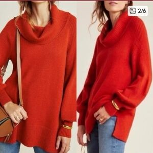 Anthropologie Paloma Burnt Orange Cowl Neck Sweater